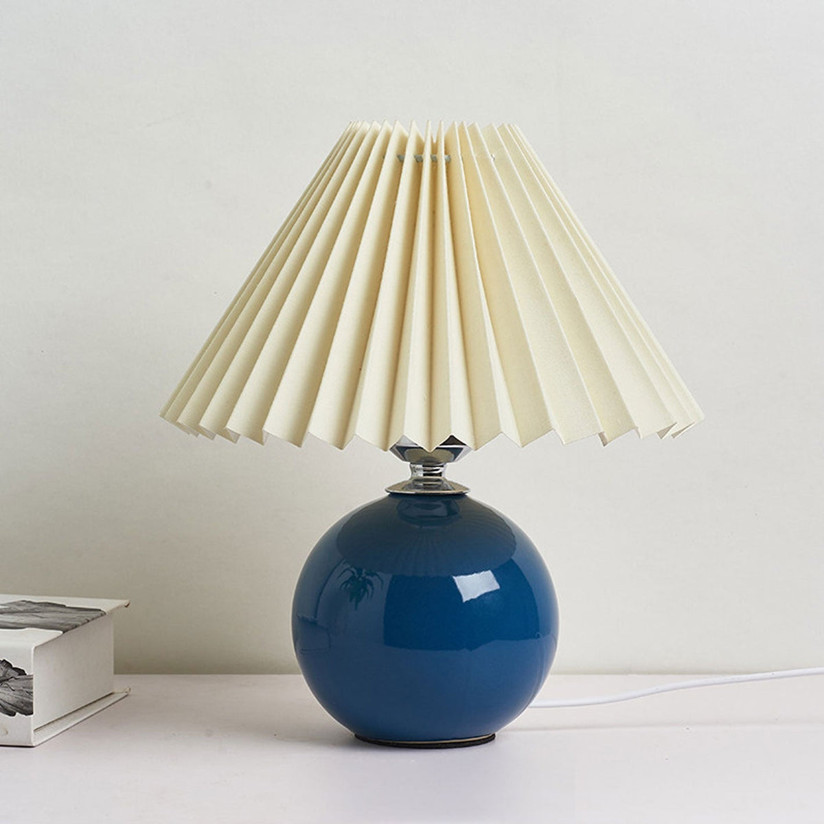 Ceramic Table Lamp with Fabric Shade – Modern Accent Lighting for Bedroom, Living Room & Home Office | Thomler