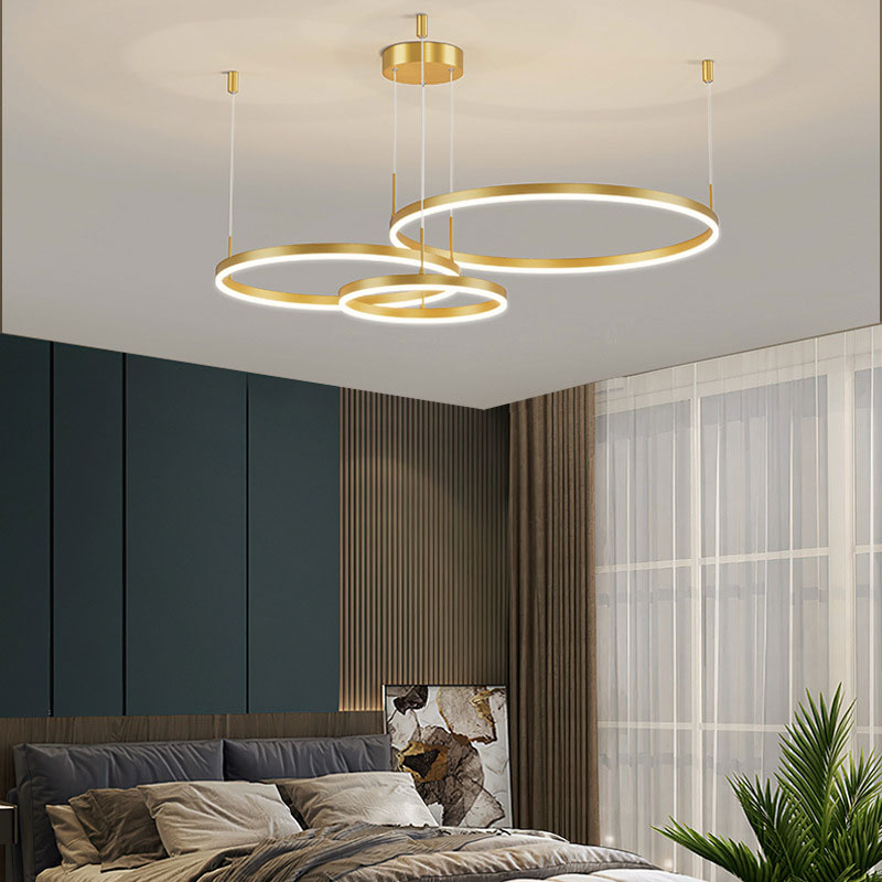 Tiered Ring Pendant Light Modern Metal Circular Chandelier for Dining Room Living Room Bedroom Kitchen Island Adjustable Height LED | Thomler