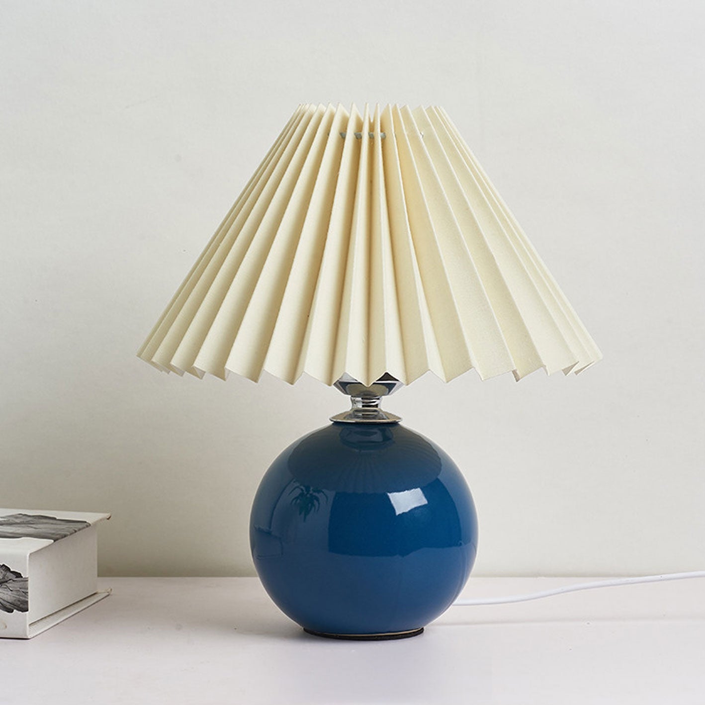Table Lamp Ceramic 11 in x 9.5 in Modern Bedside Living Room Study LED E26 Fabric Shade | Thomler