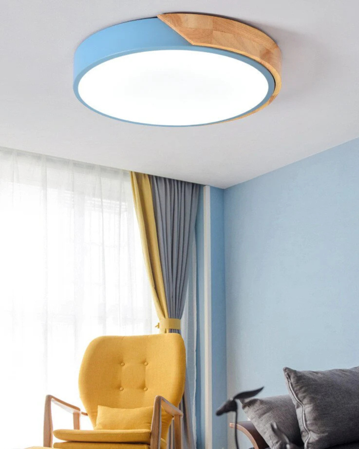 Moderne ronde plafondlamp met houtaccent en LED verlichting – minimalistische designlamp in 23 30 40 50 en 60 cm | Sansoti