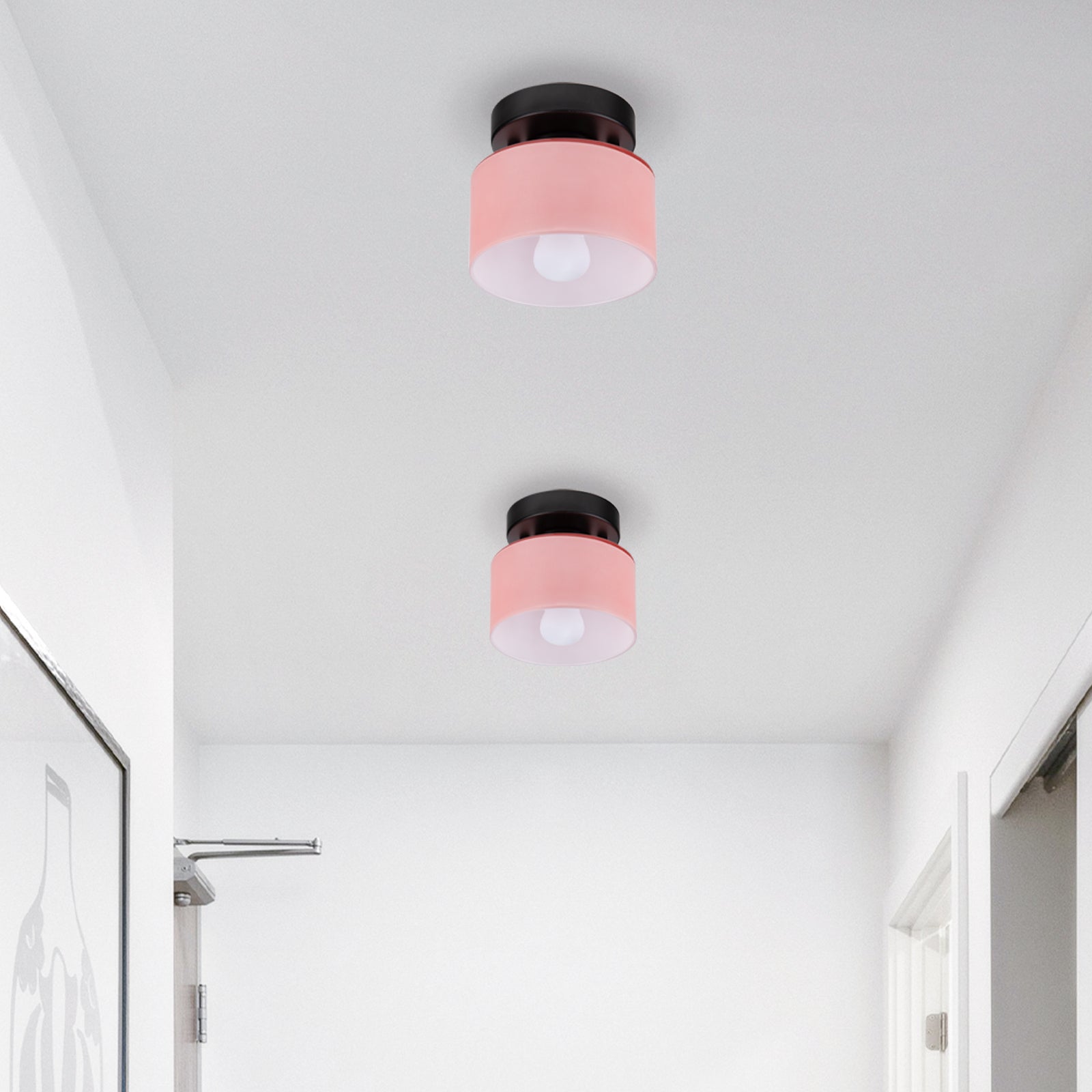 Ceiling Lamp Glass E27 E26 Amber Kitchen Hallway Living Room Retro Flush Mount Lighting | Thomler