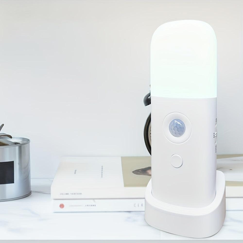 LED Night Light Plastic 15.3 cm Motion Sensor White Bedroom Hallway Wireless Dimmable USB Rechargeable Lamp | Thomler