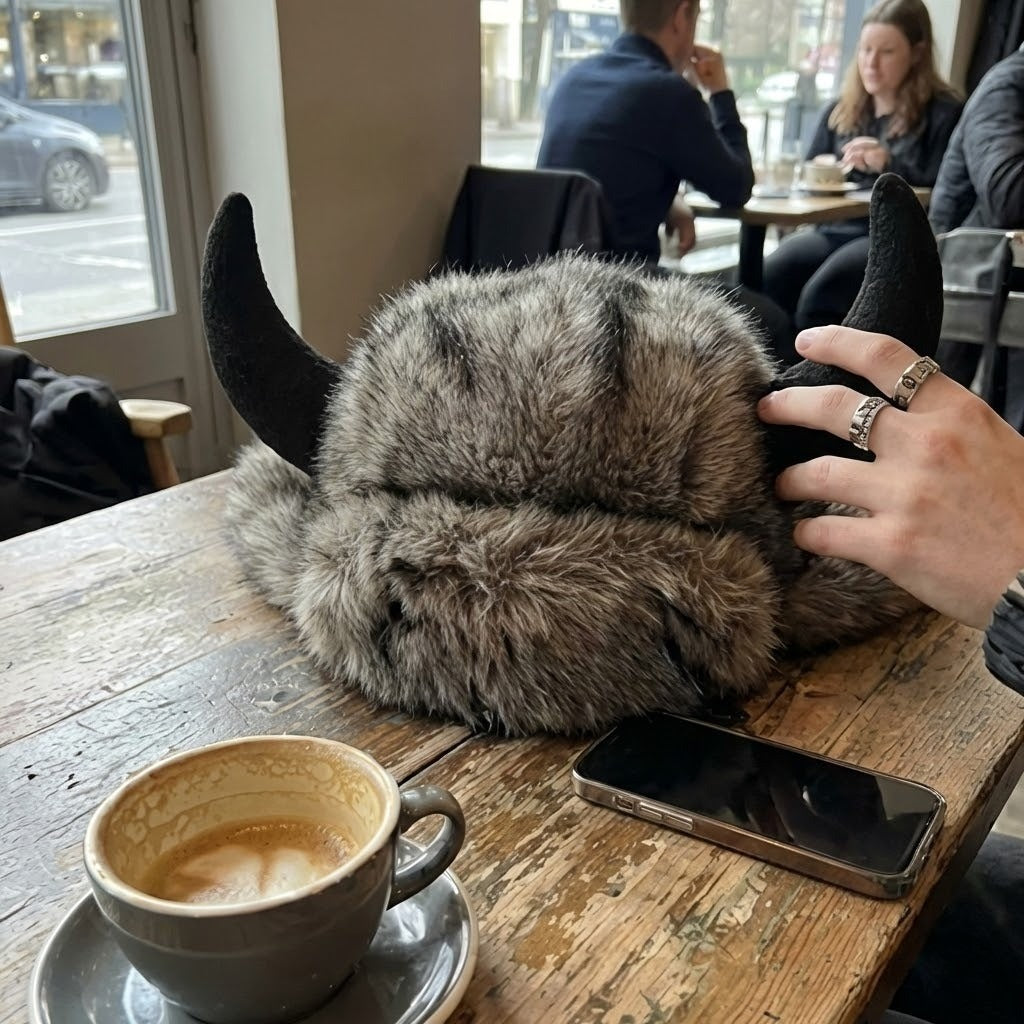 Horned Faux Fur Trapper Hat with Ear Flaps – Thick Insulated Winter Beanie for Men & Women | Thomler