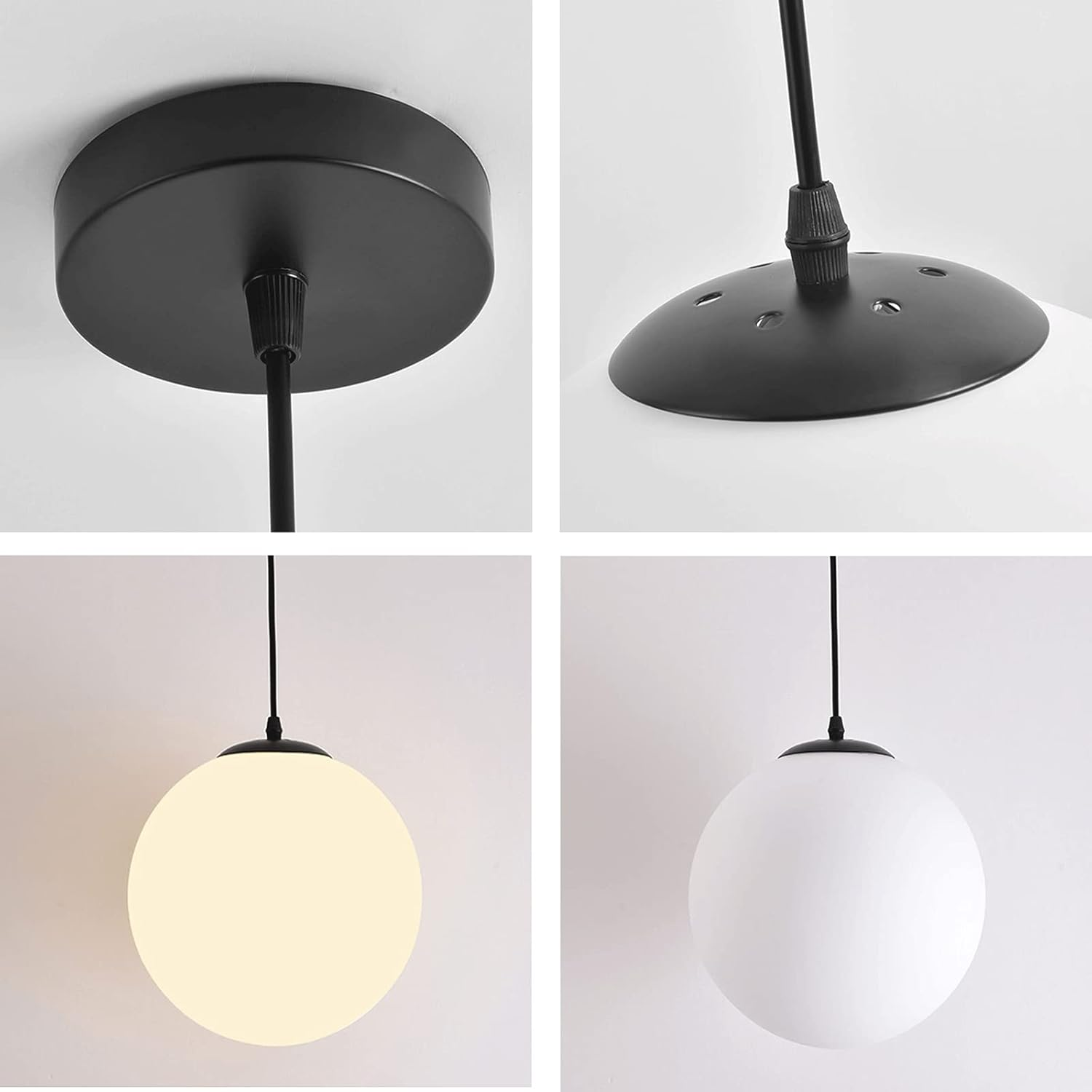 Pendant Light Glass Sphere 25.0 cm White Dining Kitchen Living Room Hanging Lamp | Thomler