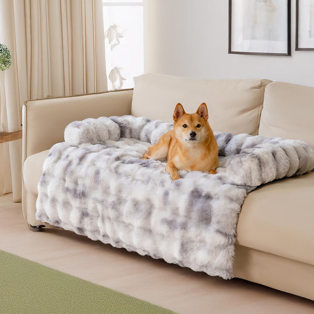 Ultra-Plush Pet Couch Cover & Cushion Mat for Dogs and Cats - Washable Non-Slip Furniture Protector Throw Blanket with Deep Pile Faux Fur | Thomler