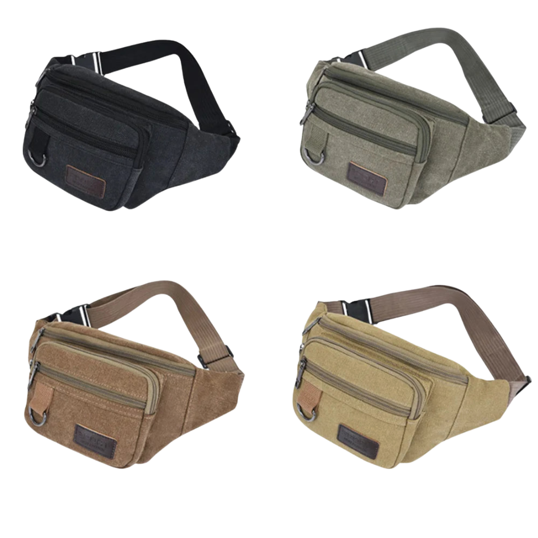 Heavy-Duty Canvas Belt Bag with Multiple Compartments for Travel & Outdoor | Thomler