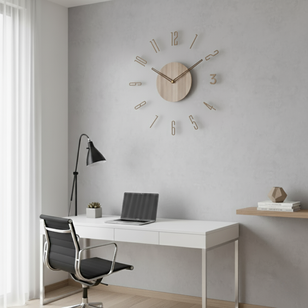 Whisper-Quiet Wall Clock with Wood & Acrylic Face – 12 in Silent Sweep Movement for Living Room, Bedroom & Office | Thomler