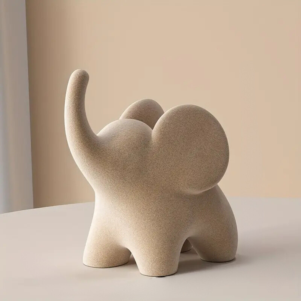 Velvet-Touch Elephant Statue for Home Display – Decorative Animal Sculpture for Shelves & Mantels | Thomler