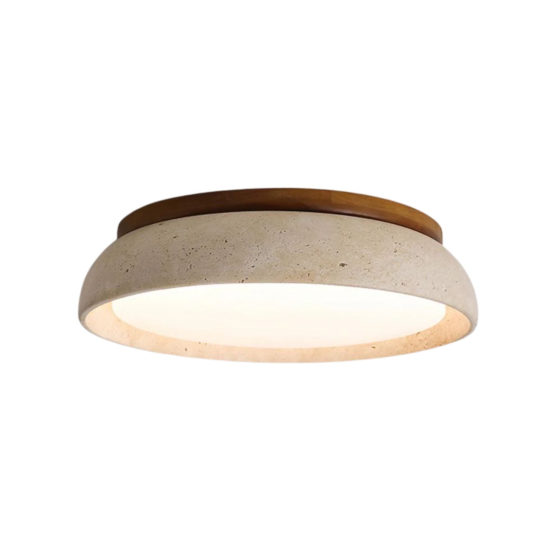 Ceiling Lamp Travertine Wood Integrated LED 3000K Beige Low Ceiling Hallway Bedroom Lighting Scandinavian Flush Mount | Thomler
