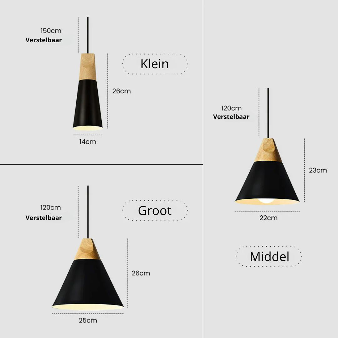 Pendant Light Wood Aluminium E27 Grey Dining Room Kitchen Island Hanging Ceiling Lamp Scandinavian Modern | Thomler