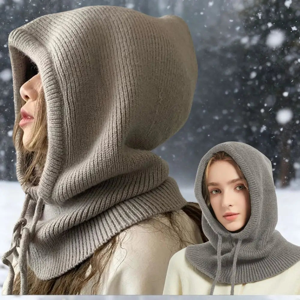 Cashmere Hood Scarf with Adjustable Drawstring for Cold Weather Protection | Thomler