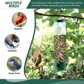 Weight-Activated Spinning Bird Feeder for Backyard Wildlife Watching Wild Songbird Seed Station Hanging Metal Outdoor Garden Feeding Station | Thomler