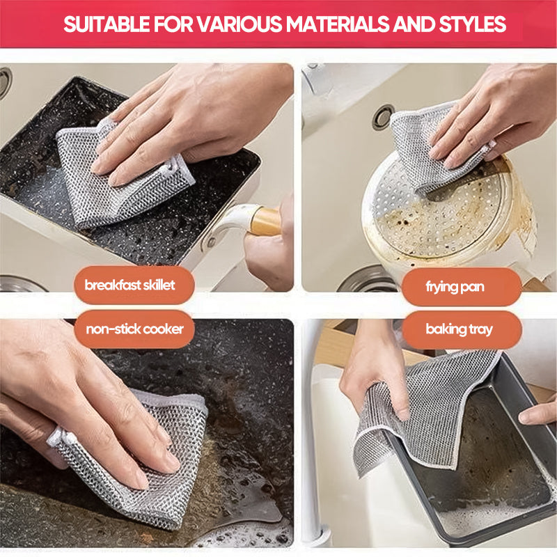 Nylon Mesh Dishcloth Set Safe for Nonstick Cookware Kitchen Cleaning Cloth Reusable Scouring Pad for Pots Pans Dishes Countertops | Thomler