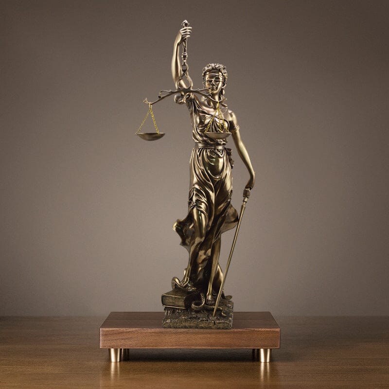 Decorative Sculpture Resin 30.0 cm Bronze Effect Office Desk Lady Justice Statue Legal Decor Home Library Ornament | Thomler