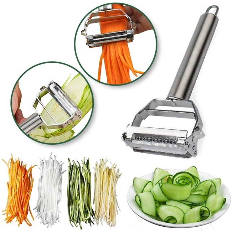 Dual-Blade Vegetable Peeler with Julienne Slicer | Stainless Steel Kitchen Tool for Potatoes Carrots Zucchini Cucumbers Apples | Dishwasher | Thomler