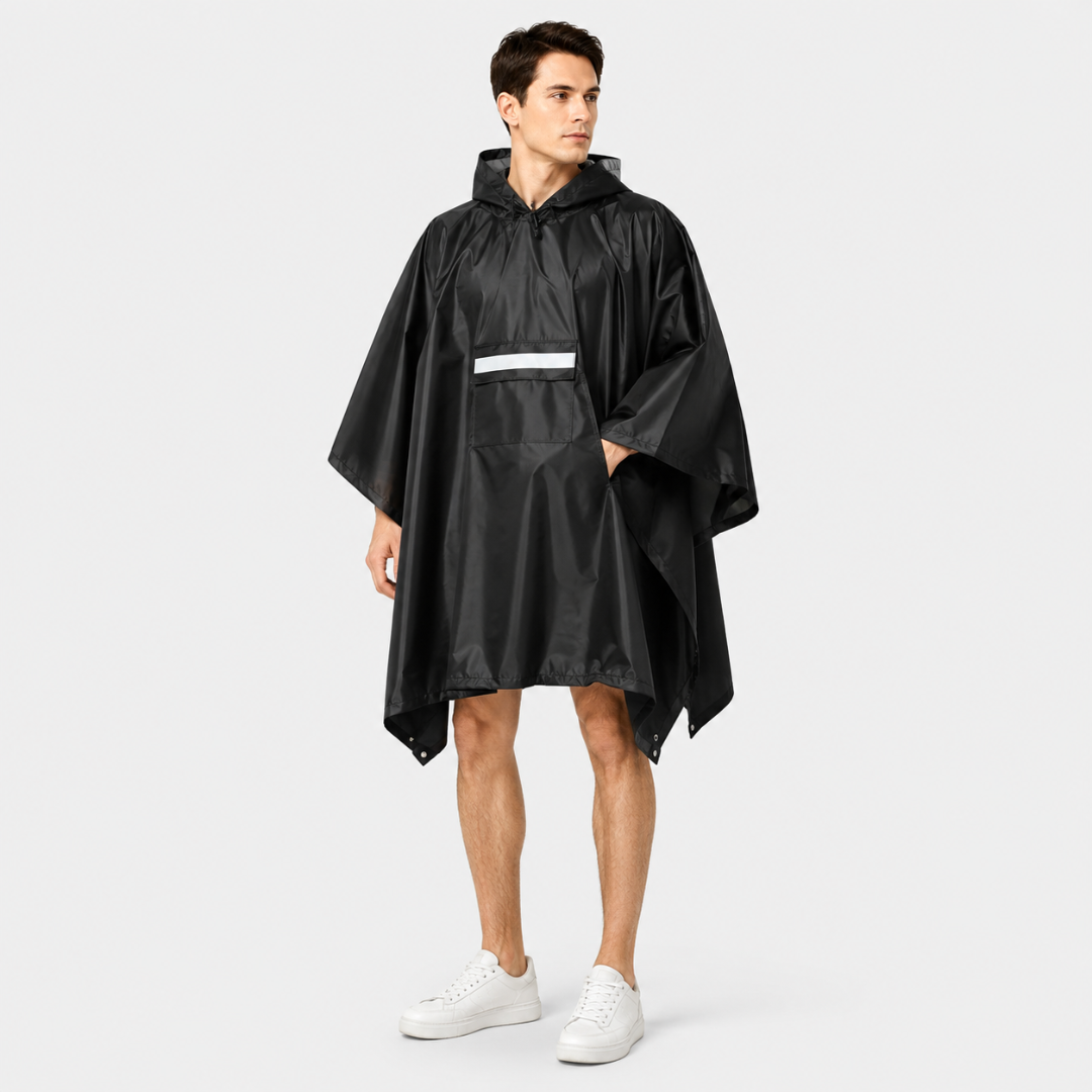 Oversized Waterproof Rain Poncho with Adjustable Hood & Storage Pouch for Hiking & Festivals | Thomler