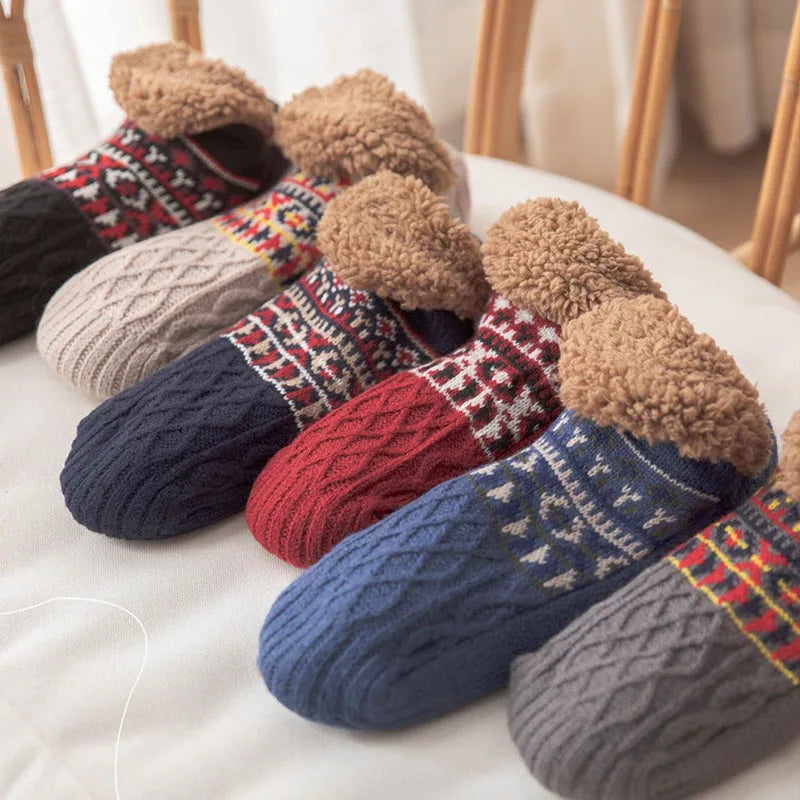 Ultra-Plush Winter Slipper Socks with Anti-Slip Grips – Fleece-Lined Knit House Socks for Cold Floors, Cozy Indoor Footwear for Men & Women | Thomler