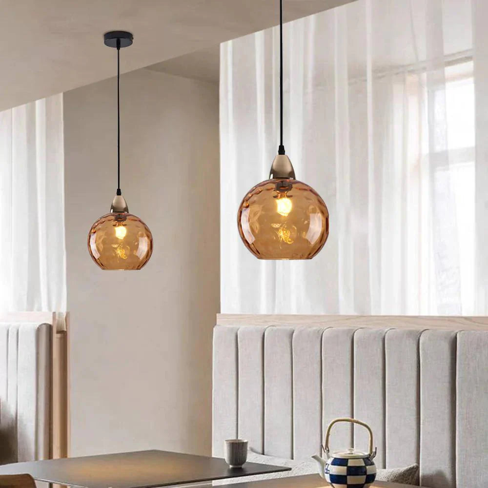 Pendant Light Ripple Glass 7.9 in Sphere Adjustable Dining Room Kitchen Hanging Ceiling Lamp Modern Nordic Minimalist Fixture | Thomler