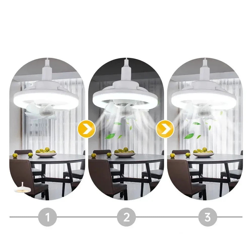 E27 Ceiling Fan Light with Remote, Adjustable Airflow & LED Dimming, 360° Rotation for Living Room, Bedroom | Thomler