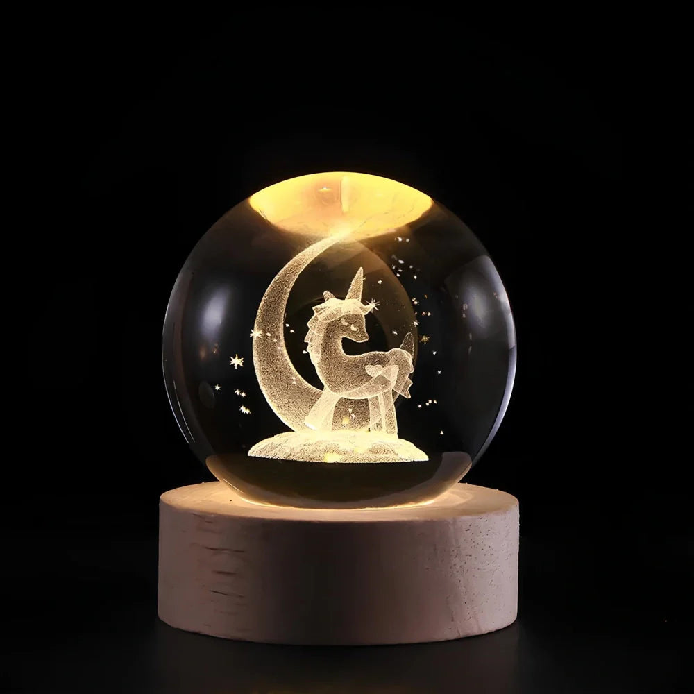 Cosmic Crystal Ball Night Light with LED Color Display | 25 Space Designs | USB Powered Galaxy Sphere Lamp for Bedroom, Living Room & Gift | Thomler