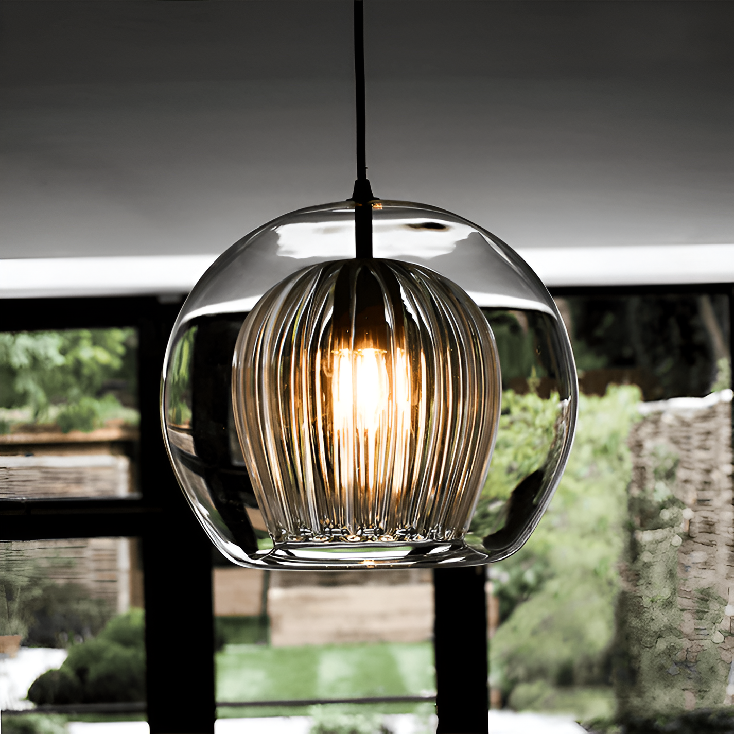 Pendant Light Glass Globe 9.8 in E27 Adjustable Dining Room Kitchen Island Hanging Ceiling Lamp Vintage Modern | Thomler