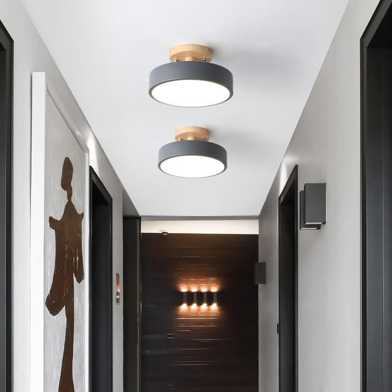 Semi-Flush LED Ceiling Light with Adjustable Color Temperature – Wood & Acrylic Design for Bedroom, Living Room & Hallway | Thomler