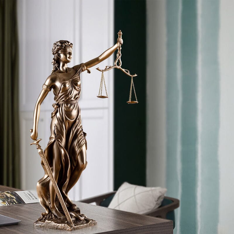 Decorative Sculpture Resin 30.0 cm Bronze Effect Office Desk Lady Justice Statue Legal Decor Home Library Ornament | Thomler