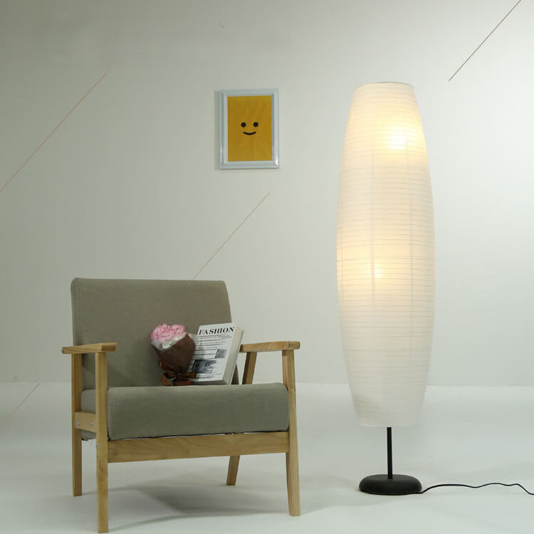 Floor Lamp Paper Shade 53.9 in Two Light White Black Bedroom Living Room Modern Standing Lighting | Thomler