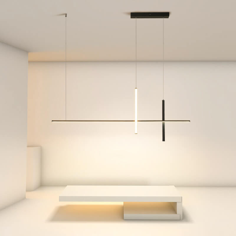 Sleek Rectangular LED Pendant Light with Integrated Lighting for Dining Room & Kitchen | Thomler
