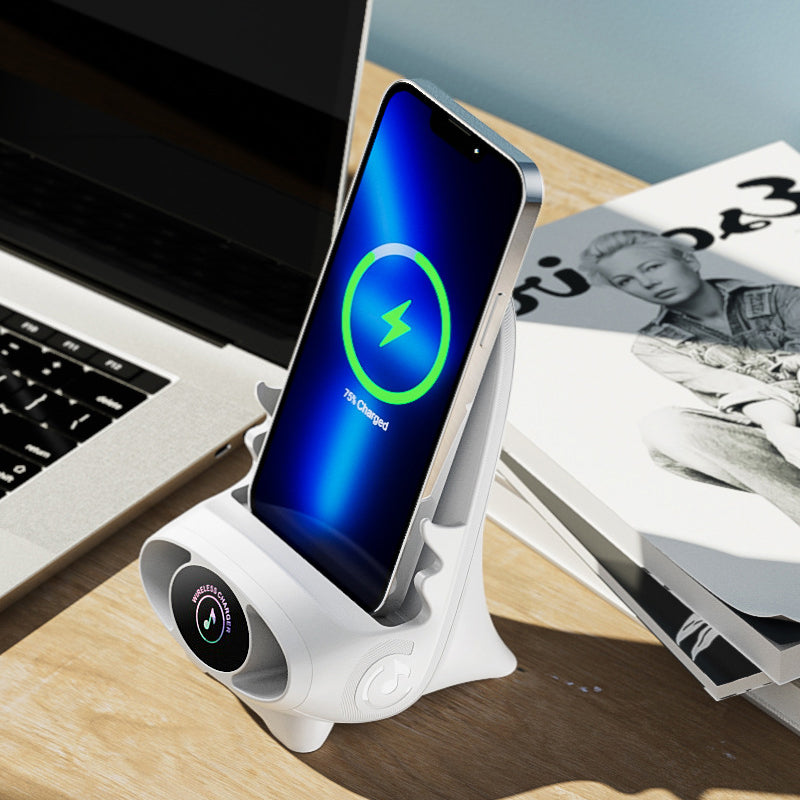 Wireless Phone Charging Stand 15W Qi Fast Charger Desktop Holder with Sound Amplifier for iPhone Android Horizontal Vertical Mount | Thomler