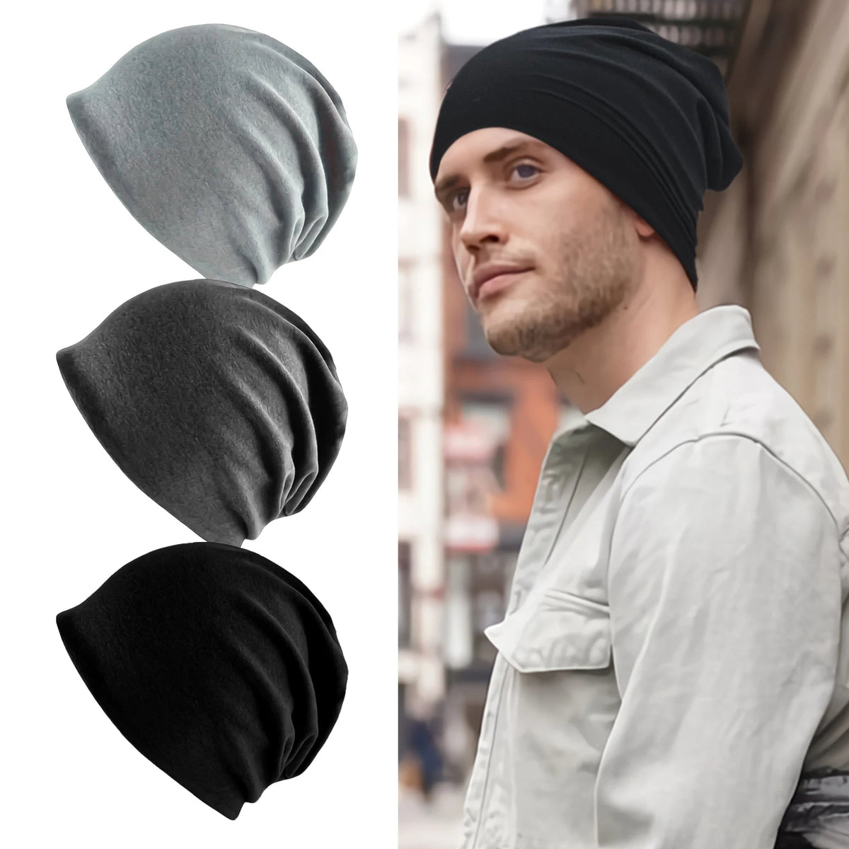 Slouchy Knit Beanie – Soft Stretch Winter Hat for Men & Women – Breathable All-Season Headwear – Machine-Washable Casual Cap | Thomler