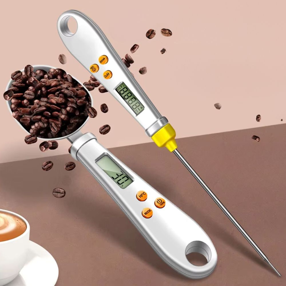 Handheld Digital Weighing Spoon with Built-In Temperature Probe for Cooking & Baking | Thomler