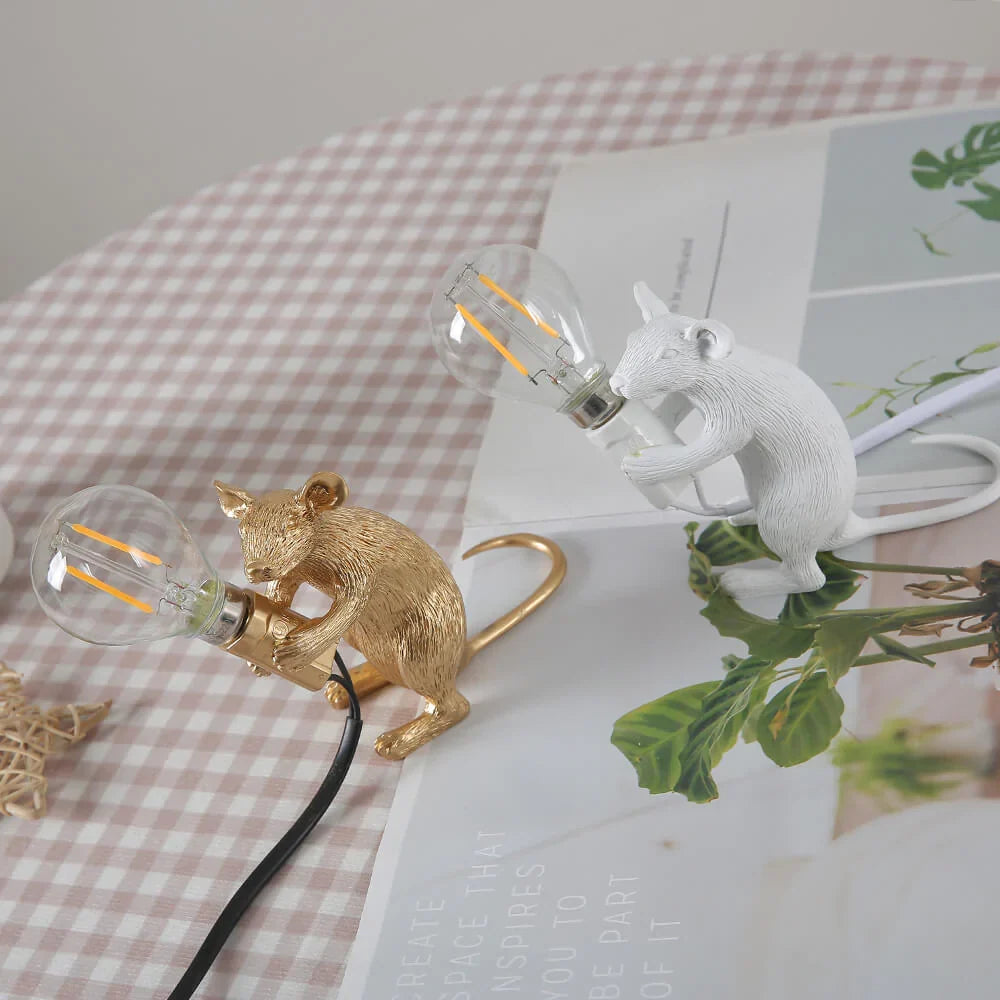 Whimsical Mouse Table Lamp with LED Light – Charming Resin Animal Décor for Bedroom, Living Room & Kids Room | Thomler