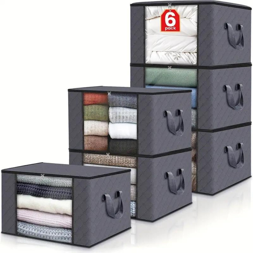 Foldable Garment Organizer with Clear Window & Handles for Closet Bedroom Dorm Storage Large Capacity Space Saver Bin | Thomler
