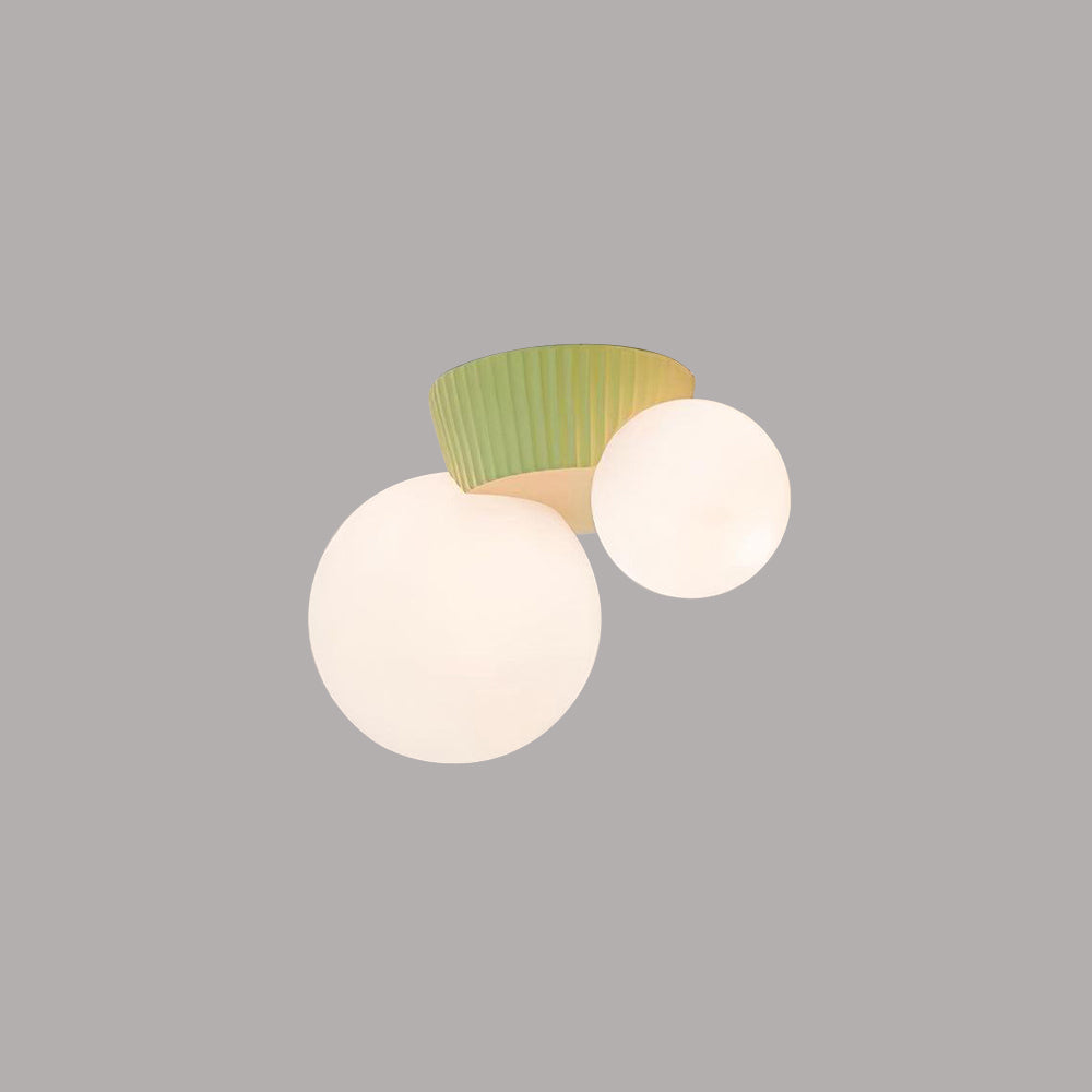 Twin Globe Ceiling Light with Green Base – Modern Two-Bulb Flush Mount for Living Room & Bedroom | Thomler