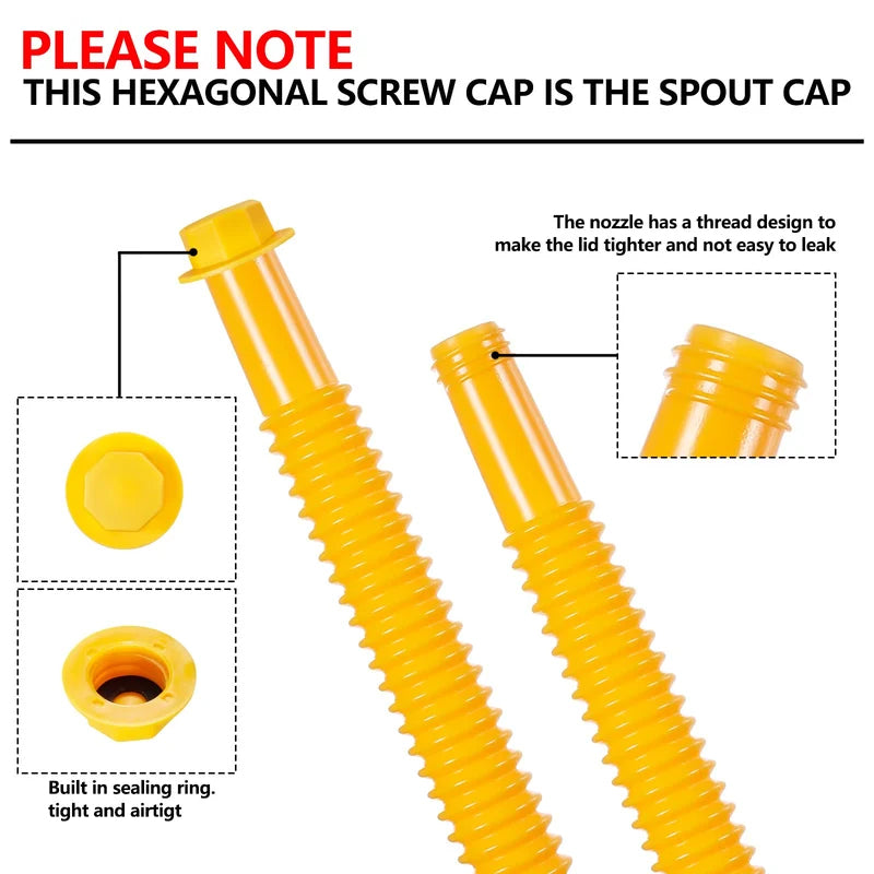 Fuel Container Replacement Spout Kit with Bendable Hose for Gas Cans – Universal Fit Pouring Nozzle Set | Thomler