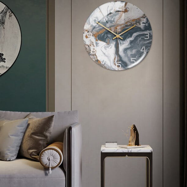 Silent Wall Clock Round Metal Frame Minimalist Quiet Sweep Non-Ticking for Living Room Bedroom Office Home Decor Modern Decorative Timepiece | Thomler