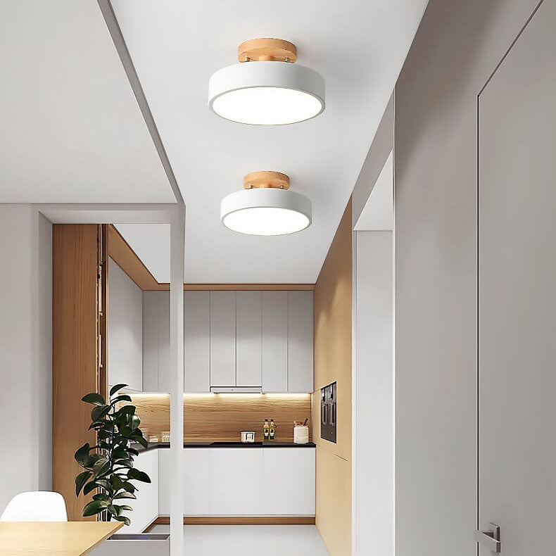 Semi-Flush LED Ceiling Light with Adjustable Color Temperature – Wood & Acrylic Design for Bedroom, Living Room & Hallway | Thomler