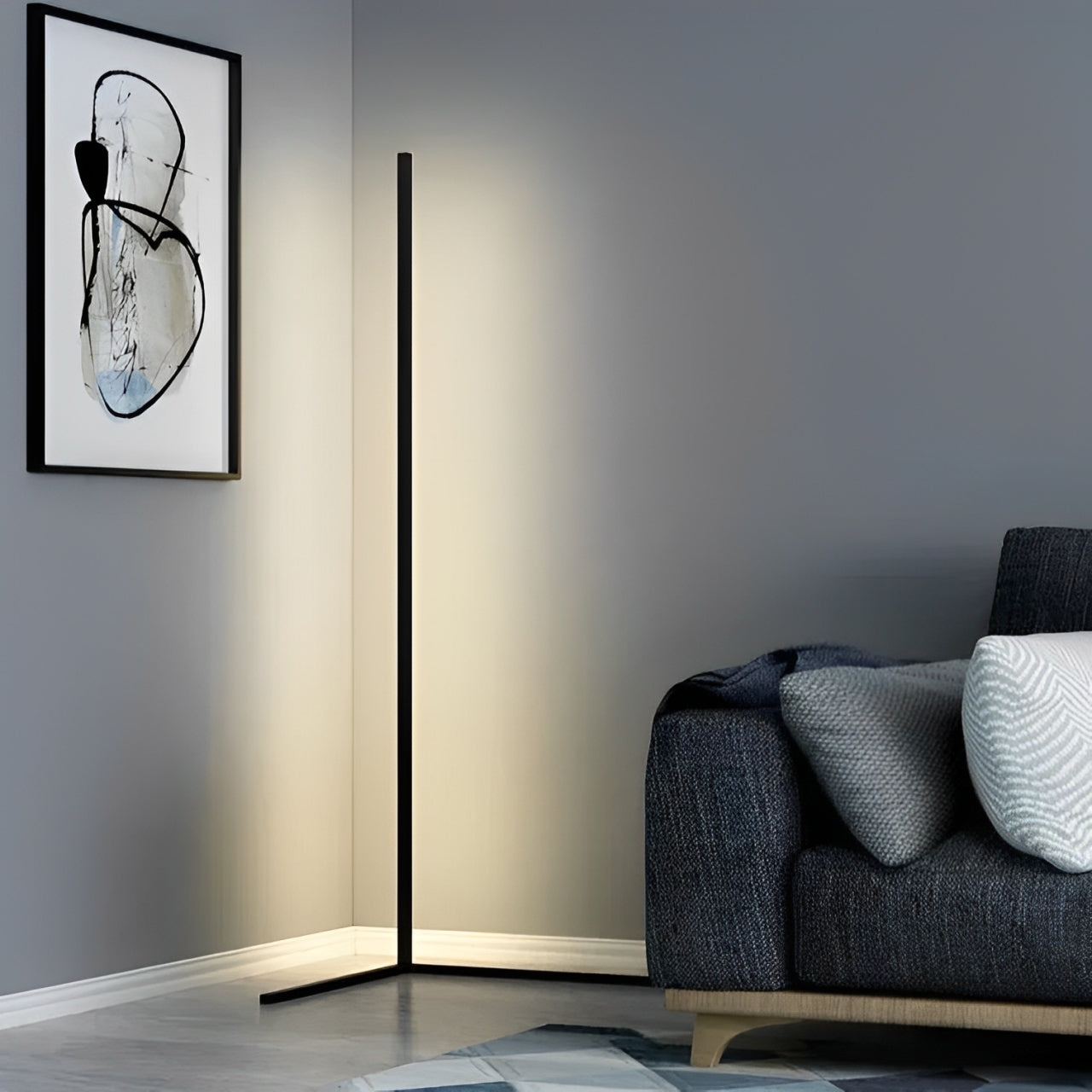Floor Lamp Aluminium 142.0 cm 55.9" Black Remote Controlled Living Room Bedroom Dimmable LED Standing Light | Thomler