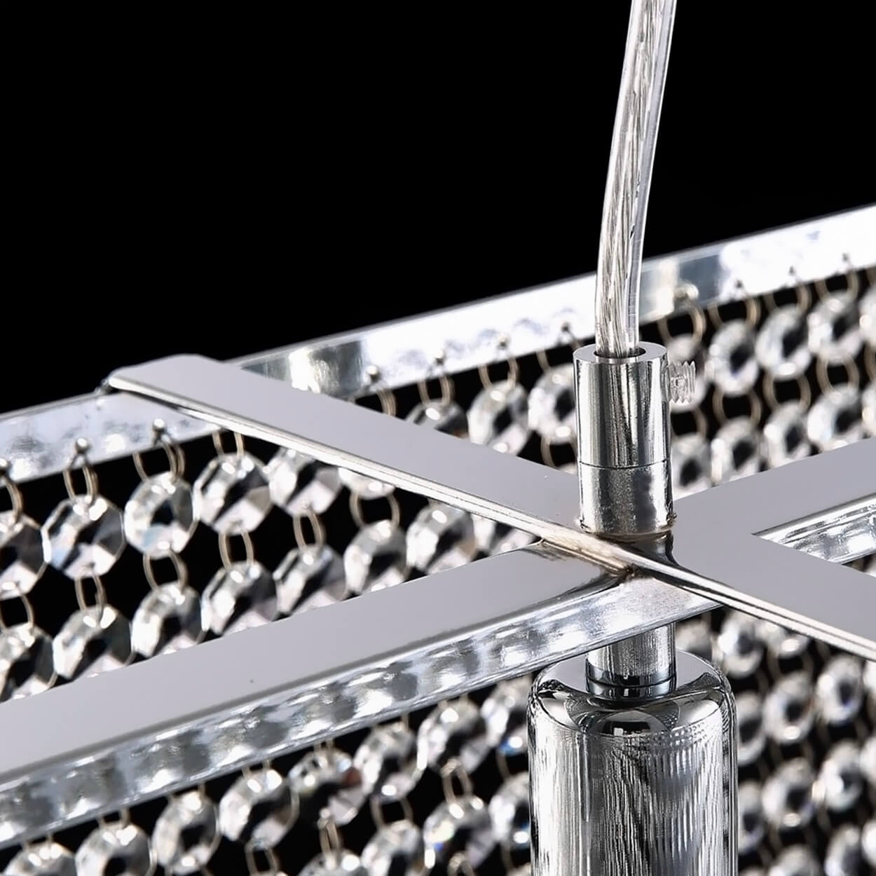 Rectangular Crystal Chandelier Ceiling Light Fixture Stainless Steel Frame E12 Candelabra Base for Dining Room Kitchen Island Modern | Thomler