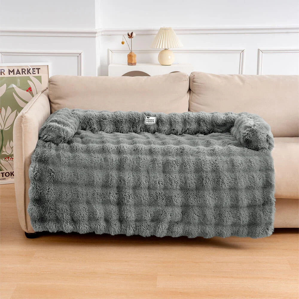 Ultra-Plush Pet Couch Cover & Cushion Mat for Dogs and Cats - Washable Non-Slip Furniture Protector Throw Blanket with Deep Pile Faux Fur | Thomler