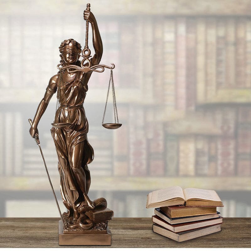 Decorative Sculpture Resin 30.0 cm Bronze Effect Office Desk Lady Justice Statue Legal Decor Home Library Ornament | Thomler
