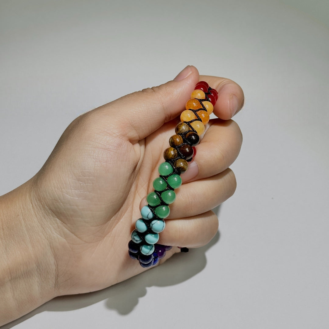 Natural Stone Chakra Bracelet – Adjustable Braided Cord Design for Men & Women, Lightweight & Colorful | Thomler