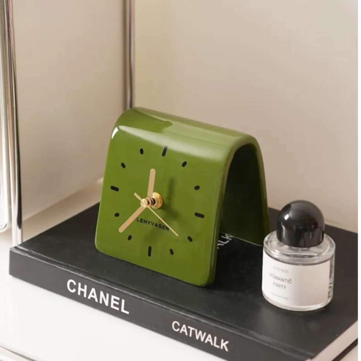 Square Ceramic Tabletop Clock Silent Movement Home Décor Analog Display Non-Ticking for Desk Nightstand Bedroom Office | Thomler