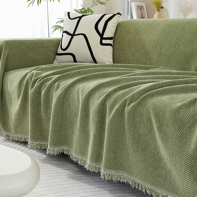 Herringbone Throw Blanket with Tassels for Sofa or Chair – Soft Textured Cover for Living Room, Bedroom & Couch Protection – Woven Home | Thomler