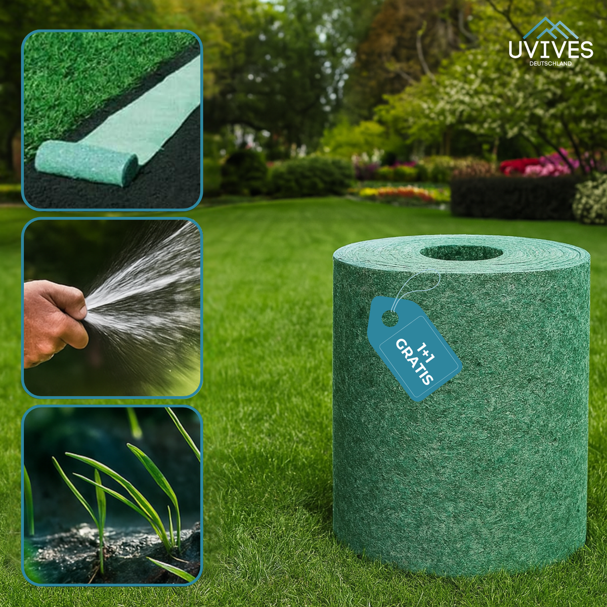 Pre-Seeded Biodegradable Grass Roll for Instant Lawn Coverage – Roll Out, Water & Grow Dense Turf for Yard Patching, Garden Restoration & | Thomler