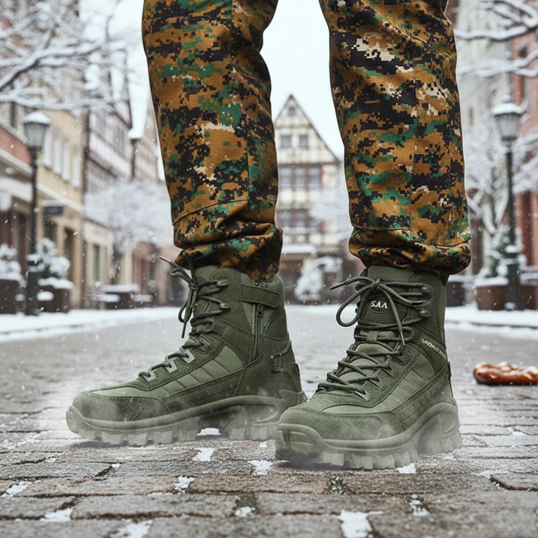 Men's Insulated Winter Tactical Boots with Non-Slip Sole for Hiking & Work – High Ankle Lace-Up Outdoor Combat Boots for Cold Weather | Thomler