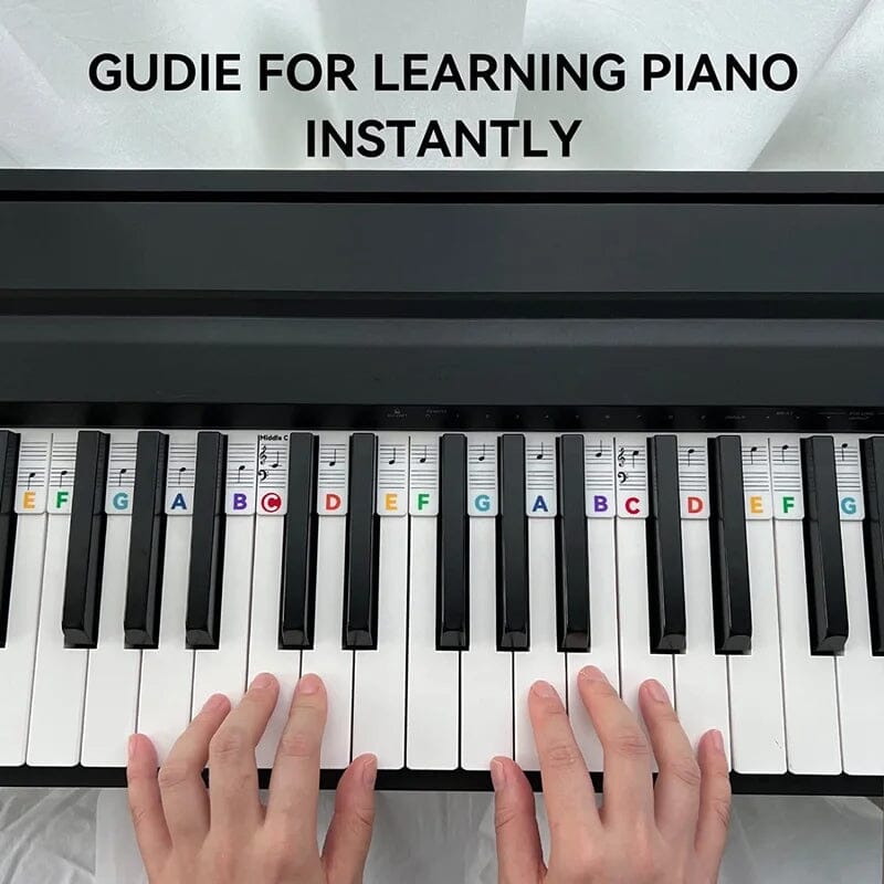 Removable Silicone Piano Key Note Labels for 88-Key Keyboards | Beginner Learning Aid with Staff Notation | Quick-Install Teaching Guide for Grand, Up