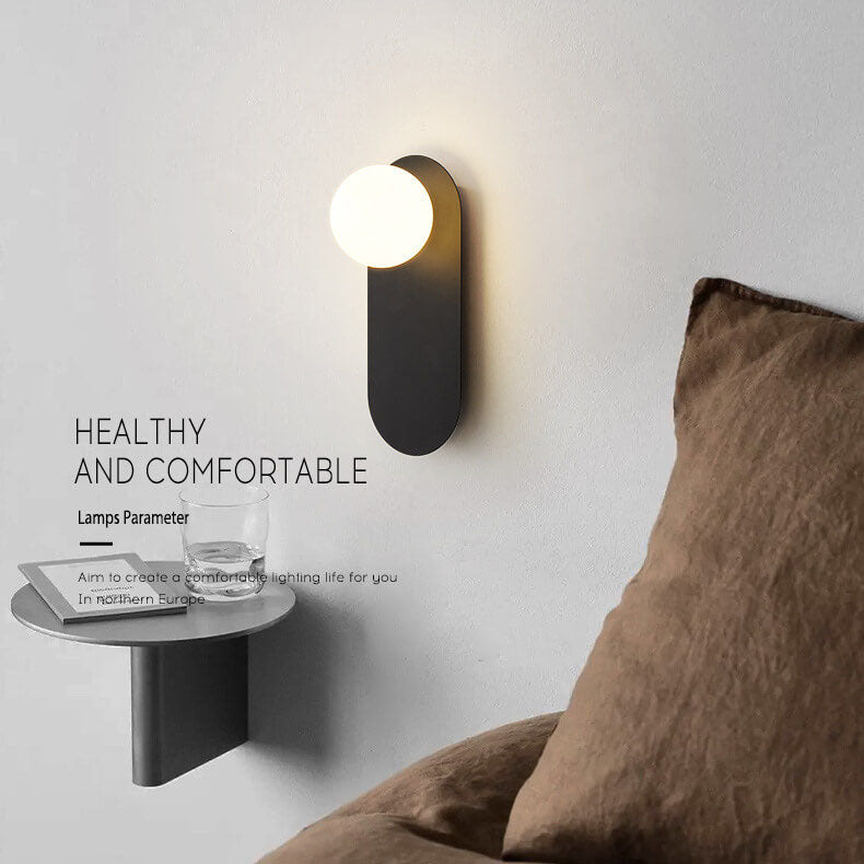Glass Orb Wall Sconce with Metal Ring Bracket — Modern Single-Light Fixture for Bedroom, Hallway & Living Room — Hardwired G9 Base (Bulb | Thomler