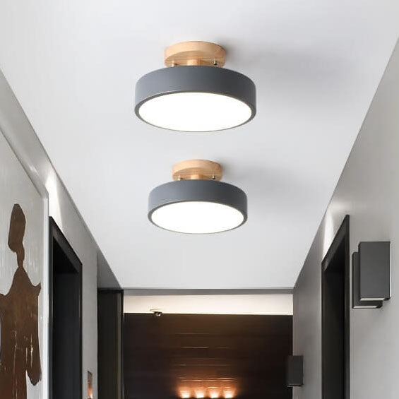 Semi-Flush LED Ceiling Light with Adjustable Color Temperature – Wood & Acrylic Design for Bedroom, Living Room & Hallway | Thomler